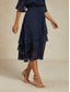 abordables Faldas de gasa-Mujer Elegante Casual Midi Media cintura Faldas Floral Encaje Volante Dobladillo irregular Microelástico Cita Casual Diario Azul Marino Primavera, Otoño, Invierno, Verano
