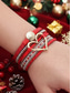 abordables Bracelet pour femme-Bracelet cœur bohème pour femme en similicuir - élégant, orné de strass scintillants, idéal pour les cadeaux de Noël et de la Saint-Valentin