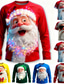 preiswerte Weihnachtsmann-Outfit-Weihnachten Herren Weihnachtsmann Lustig T Shirt Langarm T-Shirt 3D-Druck Rundhalsausschnitt Hemd Mode Basic 3D Lässig Täglich Straße Blau Gelb Rote Sommer Frühling Bekleidung S M L XL XXL XXXL