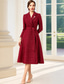 economico Lunghezza del tè-Abito da festa in linea A lunghezza tè abito da cocktail abito da invitata al matrimonio abito per la madre della sposa manica lunga colletto a camicia elegante vintage festa formale con paillettes