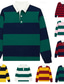 abordables Polo de rugby pour hommes-Homme Rayures Polo de rugby manche longue Polos Chemises à Col Occasionnel Extérieur École Athleisure Impression 3D Printemps Automne Hiver Bleu