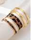 economico Bracciale da donna-braccialetti da donna in lega color oro con stampa leopardata – set da 4, elegante design con stampa animalier, perfetti per un abbigliamento casual e da sera
