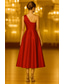 preiswerte Cocktailkleider-A-Linie Tee-Länge Cocktailkleider Elegant Ärmellos Ein-Schulter Gartenparty Hochzeit Satin mit Schleife(n) Gerafft