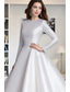 preiswerte Knöchellänge-A-Linie Tee-Länge Satinkleid Partykleid Cocktailkleid Brautmutterkleid Langarm Rundhalsausschnitt Elegant Einfach Familientreffen Geburtstag Satin mit Einfarbig
