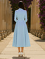 baratos Vestidos de fraque-Mulheres Vestido smoking Linha A Formal Crepe Esticado Elegante Manga Longa Longuette Comprimento Midi Lapela Pontuda Decote V Comum 2 Botões