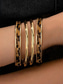 economico Bracciale da donna-braccialetti da donna in lega color oro con stampa leopardata – set da 4, elegante design con stampa animalier, perfetti per un abbigliamento casual e da sera