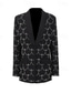 baratos Blazers e Coletes-Blazer feminino paletó esportivo ajuste reto formal vestido de convidada de casamento elegante com mangas longas decote em V lapelas xale com fecho único e aplicações de renda