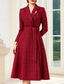economico Lunghezza del tè-Abito da festa in linea A lunghezza tè abito da cocktail abito da invitata al matrimonio abito per la madre della sposa manica lunga colletto a camicia elegante vintage festa formale con paillettes