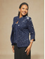 billige Blusedresser for kvinner-Dame Bluse Dressy topper Tvillingsett Paljetter Blonde Paisly Elegant Fest 3/4 ermer Kinesisk Krave Semi-formelt Formell klær Cocktail antrekk Navyblå Vår Høst Vinter