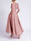 abordables Vestidos de cóctel-Corte A Vestido Midi Vestidos de coctel Vestidos de fiesta Elegante Media Manga Escote en Pico Formal Invitado a la boda Satén con Bolsillo