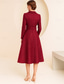 economico Lunghezza del tè-Abito da festa in linea A lunghezza tè abito da cocktail abito da invitata al matrimonio abito per la madre della sposa manica lunga colletto a camicia elegante vintage festa formale con paillettes