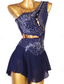 baratos Vestidos de Patinação Artística-Vestidos para Patinação Artística Mulheres Para Meninas Patinação no Gelo Vestidos Roupa Branco Azul Marinho Escuro Vermelho Flor Sem costas Com Transparência Elastano Elasticidade Alta Profissional