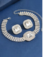 ieftine Colier de damă-Set de bijuterii din cristal pentru femei - colier tip choker cu strasuri strălucitoare și inele statement pentru petrecere, banchet de seară sau ocazii speciale