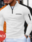 olcso Férfi Klasszikus Polo-Férfi Gofris pólóingek Pullover Sport &amp; Szabadtéri Hétköznapi Magasnyakú Negyed irányítószám Hosszú ujj Divat Kényelmes Színes Texturált 3 db Tavasz &amp; Ősz Cross-Season Minden évszak Vékony 1# 2# 3