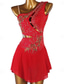 baratos Vestidos de Patinação Artística-Vestidos para Patinação Artística Mulheres Para Meninas Patinação no Gelo Vestidos Roupa Branco Azul Marinho Escuro Vermelho Flor Sem costas Com Transparência Elastano Elasticidade Alta Profissional