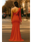 preiswerte A-Linie Abendkleider-A-Linie Bodenlange Schleppe Abendkleid Festliche Kleidung Elegant Glitzernd Langarm Ein-Schulter Hochzeit Formell Tasche Stretch-Crêpe mit Rüschen