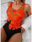 abordables Bañadores de una pieza-Traje de baño de una pieza para mujer adelgazante monokini calzoncillos control de abdomen de alto tamaño delgado con espalda descubierta vacaciones gráfico floral vintage con escote en U sin mangas