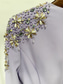 preiswerte Empire-Waist-Abendkleider-A-Linie Sweep  Brush Train Abendkleid Elegante Funkelnde Langarm V-Ausschnitt Hochzeit Formell mit Strassperlen Schulterblume