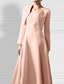 preiswerte Mamas Kleidersets-Zweiteilig A-Linie Knöchellänge Kleid für Hochzeitsgäste Zweiteiliges Kleid Brautmutterkleid Langarm Spaghettiträger Elegant Einfach Cocktailparty Semi-Formal Stretchstoff mit Einfarbig