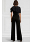preiswerte Overalls für Mütter-Overalls Bodenlang Brautmutterkleid Kurzarm Rundhalsausschnitt Elegant Einfach Formell Hochzeitsgast Familientreffen Stretchstoff mit Einfarbig