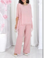 billige Blusedresser for kvinner-Dame Bluse 3/4 ermer Klokke Multi Layer Elegant Formell Blå Svart Rosa Sommer Normal
