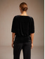 cheap Dressy Blouses-Women's Velvet Dressy Tops Beaded Cut Out Elegant Party Half Sleeve Crew Neck Cold Shoulder Long Tops Evening Party Party Evening Wear Black Spring, Fall, Winter, Summer