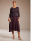 ieftine Rochii din chiffon-Pentru femei Rochii Midi Rochii din Șifon Elegant Culoare solidă Lungime Manșon 3/4 Stil Nautic Mov