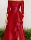 abordables Vestidos de noche de cintura imperio-Corte A Cola de Corte Trajes de gala Vestidos de noche Corte Cenicienta Vestimenta formal Elegante Estilo de Celebridad Sin Mangas Hombros Caídos Fiesta de jardin Boda Nailon Satén elástico con