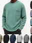 cheap Men's Casual T-shirts-Men's T Shirt Tee Waffle Knit Tee Tee Top Long Sleeve Crew Neck Spring Fall Plain Fashion Designer Basic Pockets Vacation Street Going out Dark Brown Black White Top Tee for Men