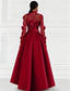 ieftine Rochii de seară în linie A-Linia -A Lungime Podea Rochii de seara Rochie De Bal Rochie formală Elegant Manșon Lung Guler Cămașă Oficial Concediu Buzunar Satin Dantelă cu Broderie