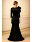 halpa Sheath-ilta-asu-Tuubi Kokopitkä Tanssiaismekot Iltapuku Ball Gown Tyylikäs Korkea jaettu 3/4 hiha Tiukka pyöreä kaula-aukko Häät Muodollinen Satiini kanssa Kirjailtu kukka Röyhelöity