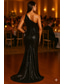 cheap Mermaid Evening Dresses-Mermaid Trumpet Floor Length Evening Gown Elegant Sparkle Sleeveless One Shoulder Wedding Formal Sequined Cowl Back with Glitter