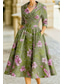 ieftine Lungimea ceaiului-Linia -A Lungimea ceaiului Rochie de petrecere Rochie de Cocktail Rochie pentru invitata de nunta Rochii de seara Elegant Epocă Lungime Manșon 3/4 Guler Cămașă Nuntă Oficial Jaquard cu Buzunar