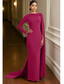 preiswerte Abendkleider-Schlauchkleid Bodenlange Schleppe Bodenlang Ballkleid mit Cape Abendkleid Festliche Kleidung Elegant Promi-Stil Langarm U-Boot-Ausschnitt Formell Stretch-Crêpe mit Schal
