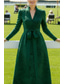 abordables Longueur de cheville-Ligne A Longueur cheville Robe de Derby Robe de Mère de Mariée  manche longue Col en V Élégant ancien Kentucky Derby Jacquard avec Ceinture / Ruban Noeud(s)