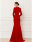 ieftine Rochii de seară sirenă-Trompetă  Sirenă Mătura Trenă Rochii de bal Rochii de seara Rochie De Bal Rochie formală Elegant Stil Vedetă Manșon Lung În V Nuntă Oficial Crep stretch cu Broderie