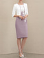 economico Set di abiti per la mamma-Due Pezzi Tubino Colonna Set di Abiti Lunghezza al ginocchio Abito da invitata a nozze Abito da cerimonia per signora Manica 3/4 Collo gioiello Elegante Ospite di nozze Chiesa Chiffon Raso Pizzo