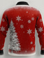 voordelige Kerstkostuum-Kerstmis Voor heren Kerstkostuum Nepkraag en pakontwerp Pak met stropdas en bedrukt smokingoverhemd Overhemd Overhemd met knopen Lange mouw Grappig Buiten Feestdagen Lente Herfst Strijkijzer