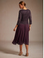 ieftine Rochii din chiffon-Pentru femei Rochii Midi Rochii din Șifon Elegant Culoare solidă Lungime Manșon 3/4 Stil Nautic Mov