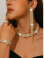 economico Collana da donna-set di gioielli da donna con strass dorati: collana scintillante, orecchini, braccialetto &amp;set di anelli per cocktail party, matrimoni ed eventi formali