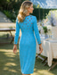 billige Te Lengde-Skjortekjole Kolonne Gulvlengde Te Lengde Festkjole Cocktailkjole Bryllupsgjesterkjole Mor til bruden kjole Lange Ermer Firkantet Hals Elegant Vintage Fest Formell med Perler Broderi