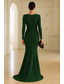 preiswerte Meerjungfrau Abendkleider-Meerjungfrauenschnitt Bodenlange Schleppe Bodenlang Abendkleid Ballkleid Festliche Kleidung Elegant Promi-Stil Formell / Schwarze Krawatte Langarm V Ausschnitt Hochzeit Formell Stretch-Crêpe mit