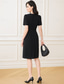 preiswerte Teelänge-Säulenform Knie Länge Partykleid Cocktailkleid Hochzeitsgastkleid Brautmutterkleid Kurzarm Lange Ärmel Rundhalsausschnitt Bootsausschnitt Elegant Vintage Party Krepp mit Schleife(n)