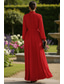 baratos Formal / Black Tie-Vestido de Festa A-Line Vermelho Elegante Vestido Formal de Casamento Longo com Manga Longa Decote Alto com Bolso em Chiffon Stretch com Pregas e Franzidos