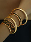 economico Bracciale da donna-braccialetti da donna in lega color oro con stampa leopardata – set da 4, elegante design con stampa animalier, perfetti per un abbigliamento casual e da sera