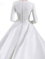 preiswerte Knöchellänge-A-Linie Tee-Länge Satinkleid Partykleid Cocktailkleid Brautmutterkleid Langarm Rundhalsausschnitt Elegant Einfach Familientreffen Geburtstag Satin mit Einfarbig