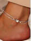 economico Bracciale da donna-Bracciale alla caviglia da donna in acciaio inossidabile a forma di farfalla, disponibile in oro e argento, elegante design a catena con dettagli a forma di cuore, perfetto per un abbigliamento casual e da sera