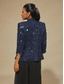 billige Blusedresser for kvinner-Dame Bluse Dressy topper Tvillingsett Paljetter Blonde Paisly Elegant Fest 3/4 ermer Kinesisk Krave Semi-formelt Formell klær Cocktail antrekk Navyblå Vår Høst Vinter