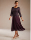 ieftine Rochii din chiffon-Pentru femei Rochii Midi Rochii din Șifon Elegant Culoare solidă Lungime Manșon 3/4 Stil Nautic Mov