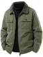 cheap Casual Jackets-Men's Winter Jacket Fleece Jacket Casual Jacket Vacation Daily Thermal Warm Pocket Fleece Fall Winter Plain Fashion Streetwear Lapel Regular Black Khaki Army Green Gray Jacket